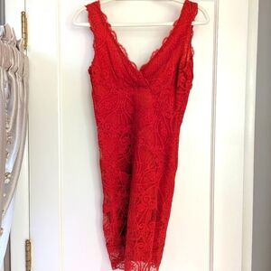 Nicole Miller Red Lace Dress